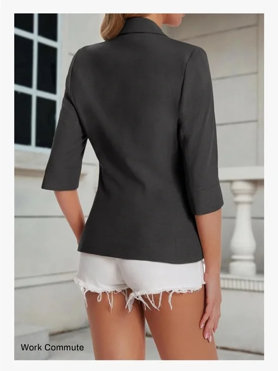 Women’s Tailored dark gray Ponte Blazer - Classic Single-Button Jacket - Picture 10 of 12